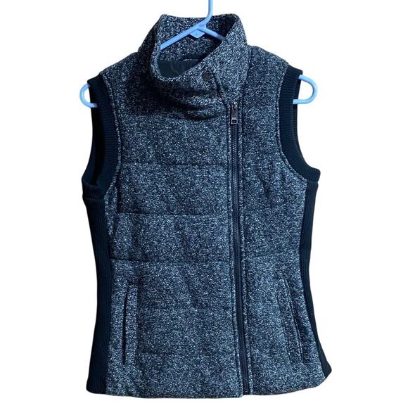 Marc New York Women’s Vest Small Black Gray Knit Stretch Hi Neck Zip Up Pockets - Picture 8 of 8